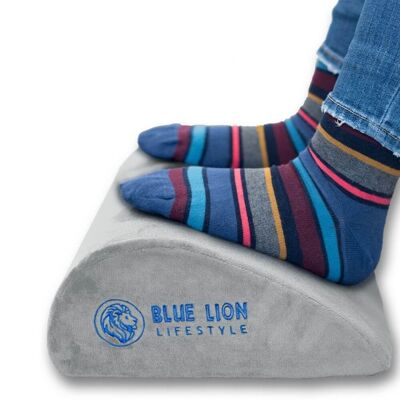 Repose-pieds ergonomique Blue Lion - Coussin de pied de bureau pour position assise - à la maison ou au bureau - 12,5 cm - Gris
