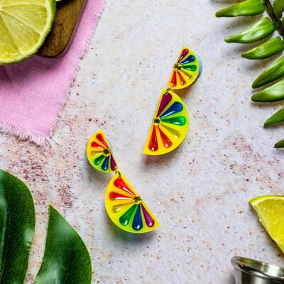 Boucles d'oreilles double tranche de citron