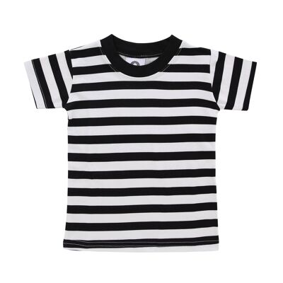 Black & White Monochrome Stripe Kids T Shirt