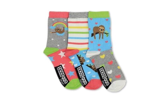 UNITED ODDSOCKS - SLOTH - 3 ODD SOCKS FOR ADULTS UK 4-8, EUR 37-42, US 6.5 -10.5