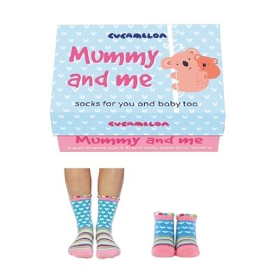 MUMMY AND ME - 2 pairs of Koala socks | Gift box | Cucamelon| UK 4-8, 0-12 Months