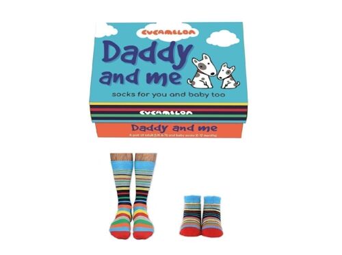 DADDY AND ME- 2 pairs of stripe socks | Gift box | Cucamelon| UK 6-11, 0-12 Months