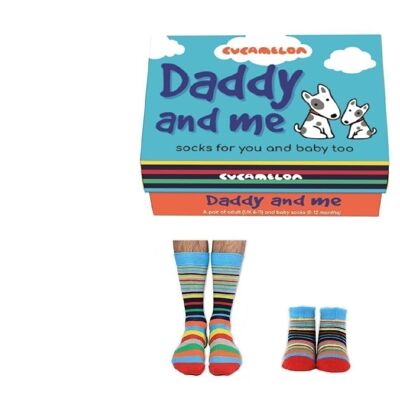 PAPÁ Y YO- 2 pares de calcetines a rayas | Caja de regalo | Cucamelón| Reino Unido 6-11, 0-12 meses