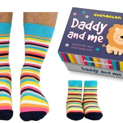 DADDY AND ME- 2 pairs of Lion socks | Gift box | Cucamelon| UK 6-11, 0-12 Months