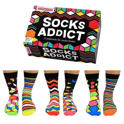 CALZINI DIPENDENTI | Confezione regalo da 6 calzini dispari per adulti - United Oddsocks| Regno Unito 6-11, EUR 39-46, Stati Uniti 6.5-11.5