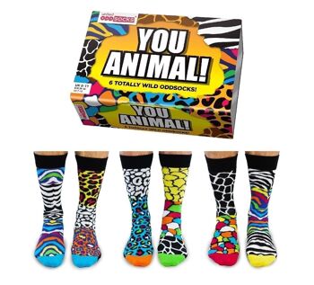 VOUS ANIMAL ! |Coffret cadeau adulte 6 chaussettes impaires - United Oddsocks| Royaume-Uni 6-11, EUR 39-46, États-Unis 6.5-11.5 5