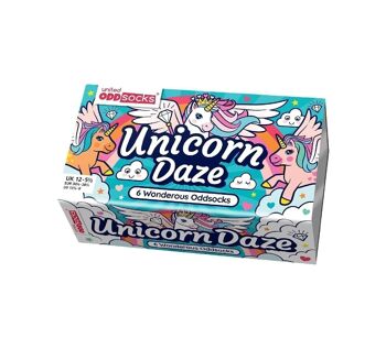 LICORNE DAZÉ | Coffret cadeau 6 chaussettes impaires pour enfants - United Oddsocks| Royaume-Uni 12-5.5, 30 euros.5-39, États-Unis 13.5-8 7