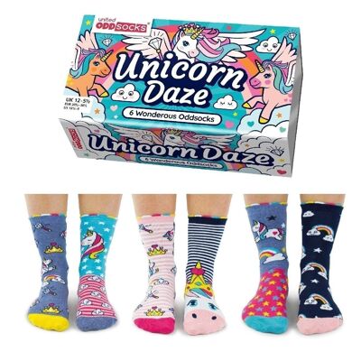 Aturdimiento de unicornio | Caja de regalo para niños de 6 calcetines Odd - United Oddsocks| Reino Unido 12-5.5, 30 euros.5-39, Estados Unidos 13.5-8