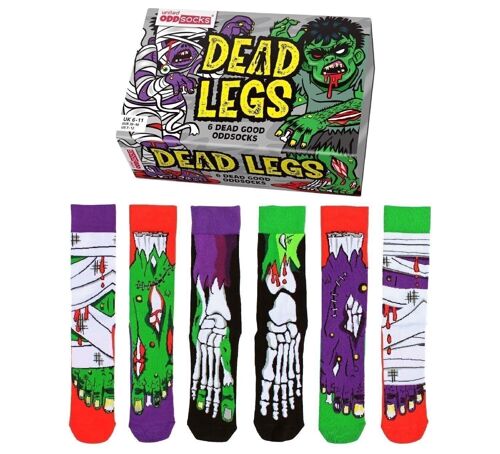DEAD LEGS | 6 Odd Socks Adult Gift Box - United Oddsocks| UK 6-11, EUR 39-46, US 6.5-11.5