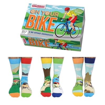 ON YOUR BIKE | 6 Odd Socks Adult Gift Box - United Oddsocks| UK 6-11, EUR 39-46, US 6.5-11.5