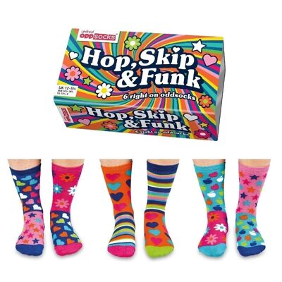 HOP, SAUTER ET FUNK | Coffret cadeau 6 chaussettes impaires pour enfants - United Oddsocks| Royaume-Uni 12-5.5, 30 euros.5-39, États-Unis 13.5-8