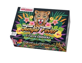 FIÈVRE DE LA JUNGLE | Coffret cadeau adulte 6 chaussettes impaires - United Oddsocks| Royaume-Uni 4-8, EUR 37-42, États-Unis 6.5-10.5 3