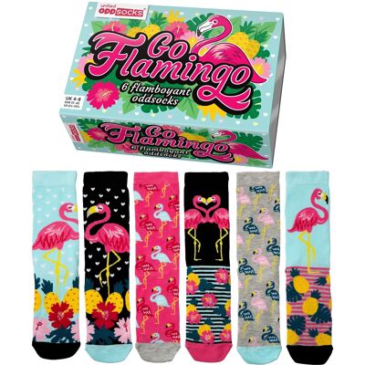 GO FLAMINGO | 6 Odd Socks Adult Gift Box - United Oddsocks| UK 4-8, EUR 37-42, US 6.5 -10.5