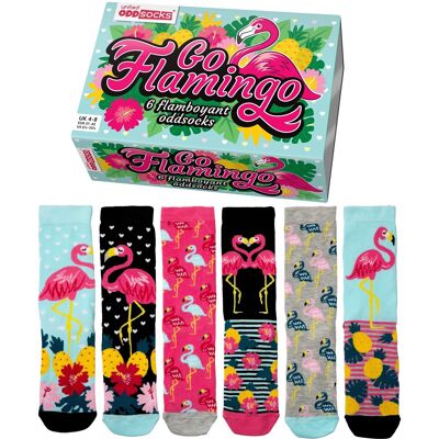 ALLEZ FLAMANT | Coffret cadeau adulte 6 chaussettes impaires - United Oddsocks| Royaume-Uni 4-8, EUR 37-42, États-Unis 6.5-10.5