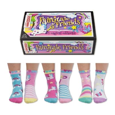 AMIS DE CONTE DE FÉES | Coffret cadeau 6 chaussettes impaires pour enfants - United Oddsocks| Royaume-Uni 9-12, EUR 27-30, États-Unis 9.5-13