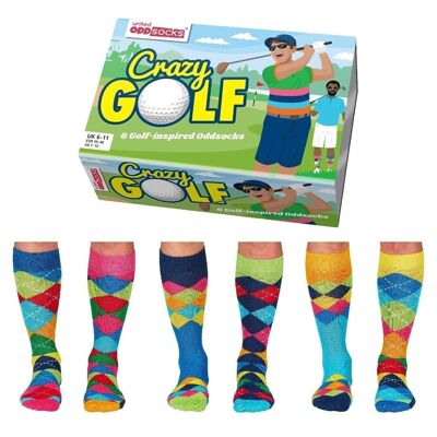 CRAZY GOLF | 6 Odd Socks Adult Gift Box - United Oddsocks| UK 6-11, EUR 39-46, US 6.5-11.5