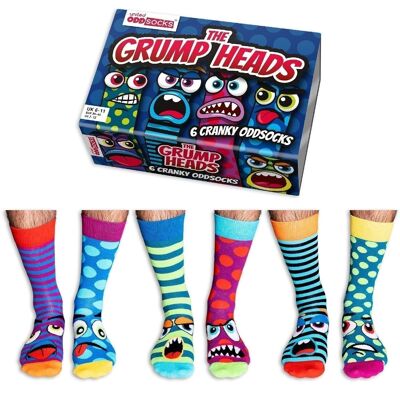 LOS GRUMPHEADS | Caja de regalo para adultos con 6 calcetines Odd - United Oddsocks| Reino Unido 6-11, EUR 39-46, EE. UU. 6.5-11.5