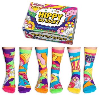 HIPPY GO CHANCE | Coffret cadeau adulte 6 chaussettes impaires - United Oddsocks| Royaume-Uni 4-8, EUR 37-42, États-Unis 6.5-10.5 3