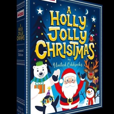A HOLLY JOLLY CHRISTMAS | 6 Odd Socks Kids Gift Box - United Oddsocks| UK 12-6, EUR 30.5-39, US 13.5-7