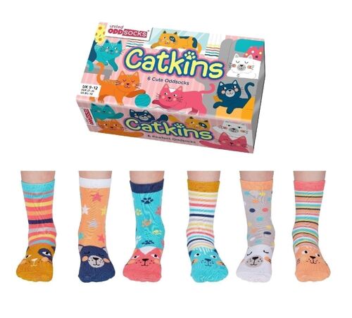 CATKINS | 6 Odd Socks Kids Gift Box - United Oddsocks| UK 9-12, EUR 27-30, US 9.5-13