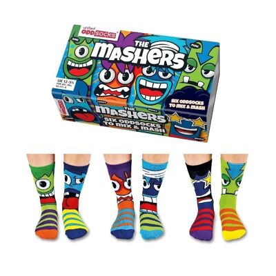 I MASHER | Confezione regalo per bambini con 6 calzini dispari - United Oddsocks| Regno Unito: 12-5½ EUR: 30½-38½ Stati Uniti: 13½-8