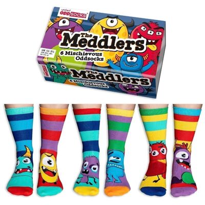 I MEDDLER | Confezione regalo per bambini con 6 calzini dispari - United Oddsocks| Regno Unito: 12-5½ EUR: 30½-38½ Stati Uniti: 13½-8