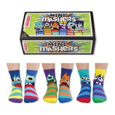 MINI-STAMPFER | 6 Odd Socken Kinder-Geschenkbox – United Oddsocks| UK 9-12, EUR 27-30, US 9.5-13