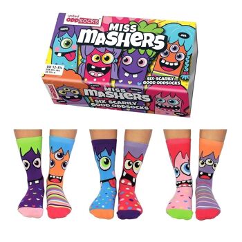 MISS MASHERS | Coffret cadeau 6 chaussettes impaires pour enfants - United Oddsocks| Royaume-Uni 12-5.5, 30 euros.5-39, États-Unis 13.5-8 4