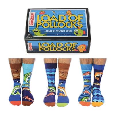 LOAD OF POLLOCKS | 6 Odd Socks Adult Gift Box - United Oddsocks| UK 6-11, EUR 39-46, US 6.5-11.5