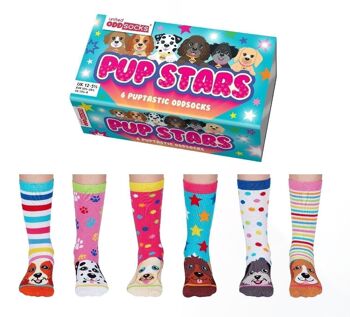 PUPSTARS | Coffret cadeau 6 chaussettes impaires pour enfants - United Oddsocks| Royaume-Uni 12-5.5, 30 euros.5-39, États-Unis 13.5-8 4
