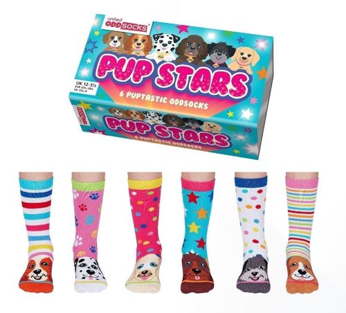 PUPSTARS | 6 Odd Socks Kids Gift Box - United Oddsocks| UK 12-5.5, EUR 30.5-39, US 13.5-8