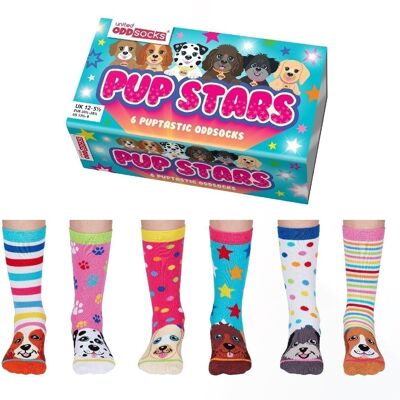 PUPSTARS | Coffret cadeau 6 chaussettes impaires pour enfants - United Oddsocks| Royaume-Uni 12-5.5, 30 euros.5-39, États-Unis 13.5-8