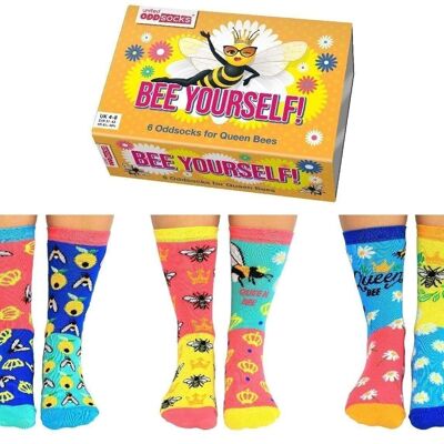BEE YOURSELF! | 6 Odd Socks Adult Gift Box - United Oddsocks| UK 4-8, EUR 37-42, US 6.5 -10.5
