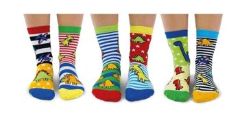 CHAUSSETTE SAURUS | Coffret cadeau 6 chaussettes impaires pour enfants - United Oddsocks| Royaume-Uni 9-12, EUR 27-30, États-Unis 9.5-13 6