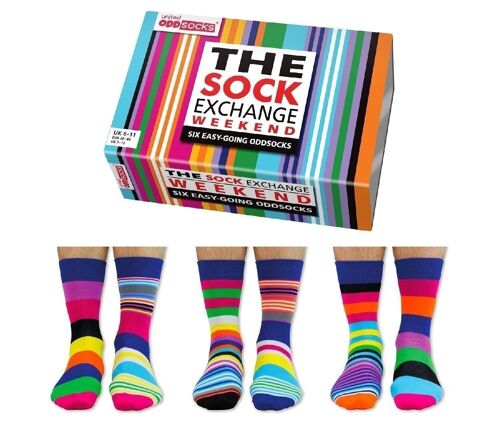 THE SOCK EXCHANGE WEEKEND | 6 Odd Socks Adult Gift Box - United Oddsocks| UK 6-11, EUR 39-46, US 6.5-11.5