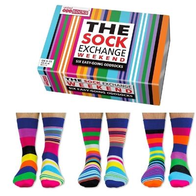 THE SOCK EXCHANGE WEEKEND | 6 Odd Socks Adult Gift Box - United Oddsocks| UK 6-11, EUR 39-46, US 6.5-11.5