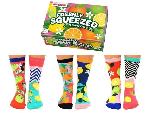 FRESHLY SQUEEZED | 6 Odd Socks Adult Gift Box - United Oddsocks| UK 4-8, EUR 37-42, US 6.5 -10.5