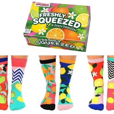 FRESHLY SQUEEZED | 6 Odd Socks Adult Gift Box - United Oddsocks| UK 4-8, EUR 37-42, US 6.5 -10.5