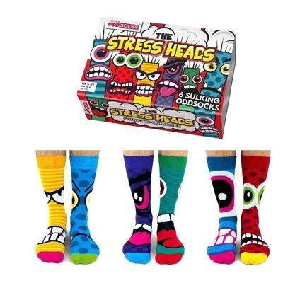 THE STRESS HEADS | 6 Odd Socks Adult Gift Box - United Oddsocks| UK 6-11, EUR 39-46, US 6.5-11.5