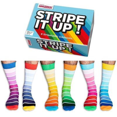 STRIPE IT UP! | 6 Odd Socks Adult Gift Box - United Oddsocks| UK 6-11, EUR 39-46, US 6.5-11.5