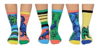 OEUFS DE DINO | Coffret cadeau 6 chaussettes impaires pour enfants - United Oddsocks| Royaume-Uni 12-6, 30 EUR.5-39, États-Unis 13.5-7 2