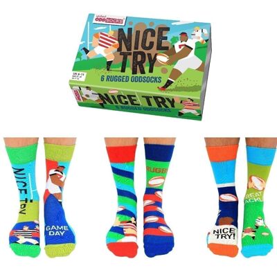 NICE TRY | 6 Odd Socks Adult Gift Box - United Oddsocks| UK 6-11, EUR 39-46, US 6.5-11.5