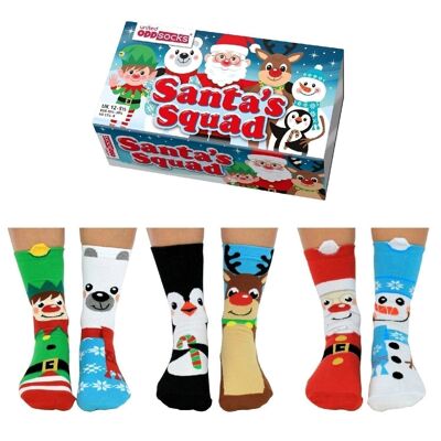 SANTA'S Trupp | 6 Odd Socken Kinder-Geschenkbox – United Oddsocks| UK 12-6, 30 EUR.5-39, US 13.5-7