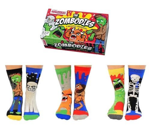 THE ZOMBODIES | 6 Odd Socks Kids Gift Box - United Oddsocks| UK: 12-5½ EUR: 30½-38½ US: 13½-8