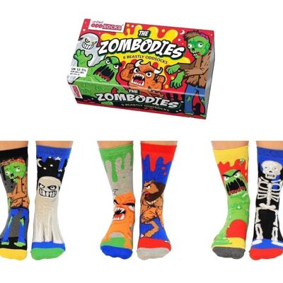 THE ZOMBODIES | 6 Odd Socks Kids Gift Box - United Oddsocks| UK: 12-5½ EUR: 30½-38½ US: 13½-8