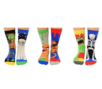 LES ZOMBODIES | Coffret cadeau 6 chaussettes impaires pour enfants - United Oddsocks| Royaume-Uni : 12-5½ EUR :  30½-38½ États-Unis :  13½-8 2