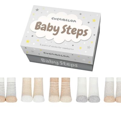 BABYSCHRITTE | 5 Paar Neugeborene | Geschenkbox | Cucamelon