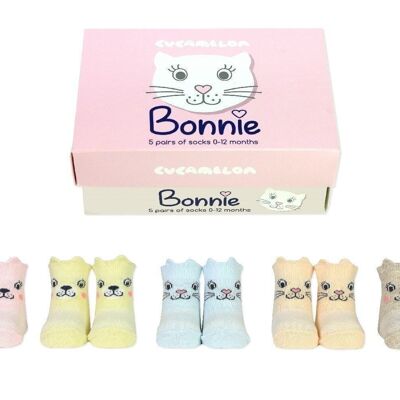 BONNIE | 5 pares de calcetines bebe | Caja de regalo | cucamelón