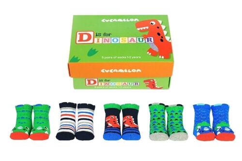 D FOR DINOSAUR |5 pairs for 1-2 Years |Giftbox | Cucamelon