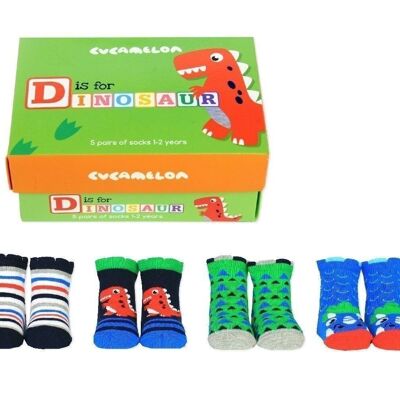 D FOR DINOSAUR |5 pairs for 1-2 Years |Giftbox | Cucamelon